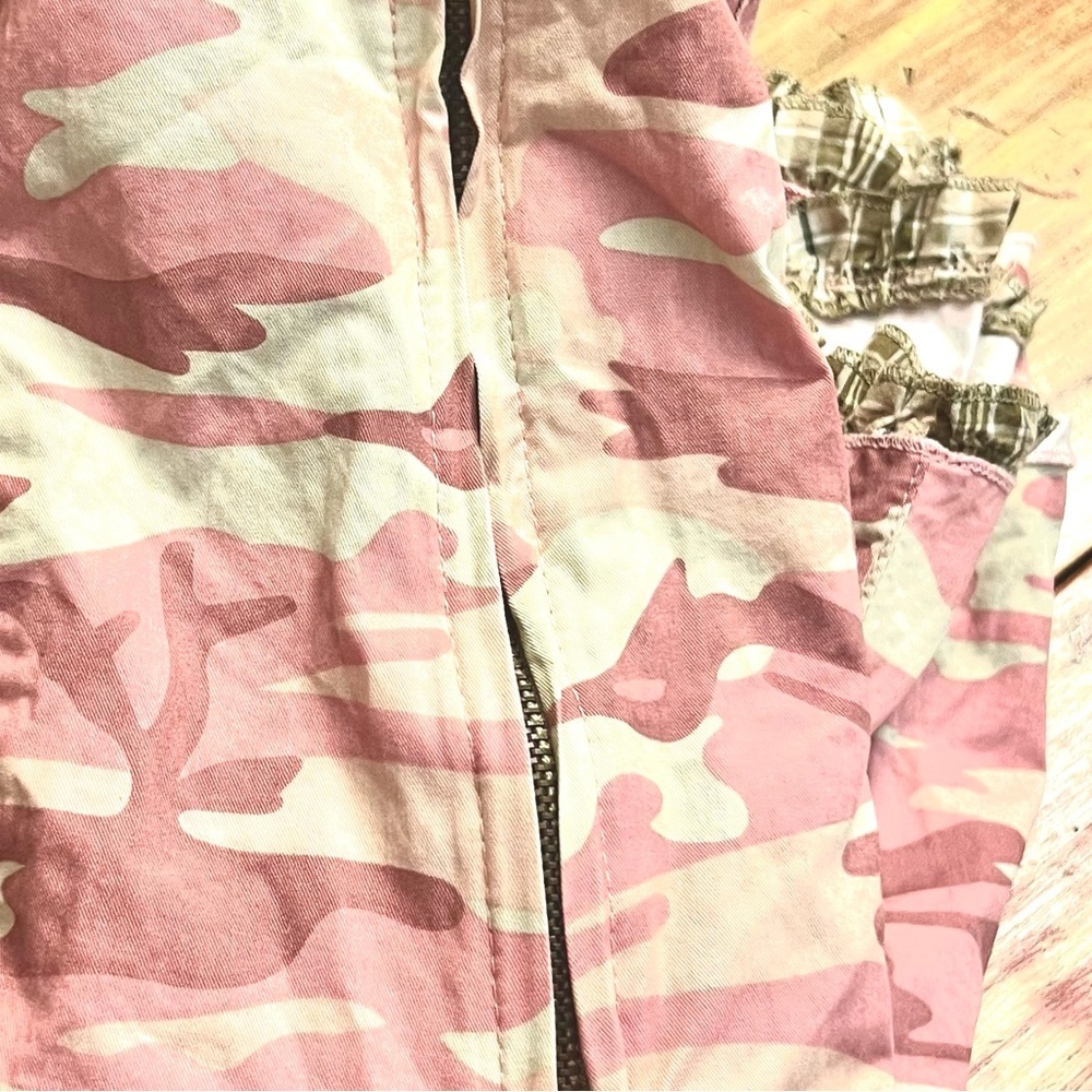 Y2K Pink Camo Patchwork Skirt Boho Reworked Indie Festival Statement Size Small - Picture 7 of 8
